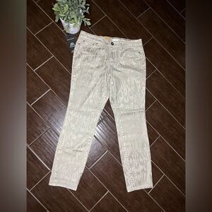 DKNY very slim fit jeggings metallic gold animal print sz 12